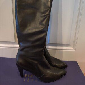 Stuart Weitzman Hyperay Black Butter Calf Knee High Boots 3.5" heel